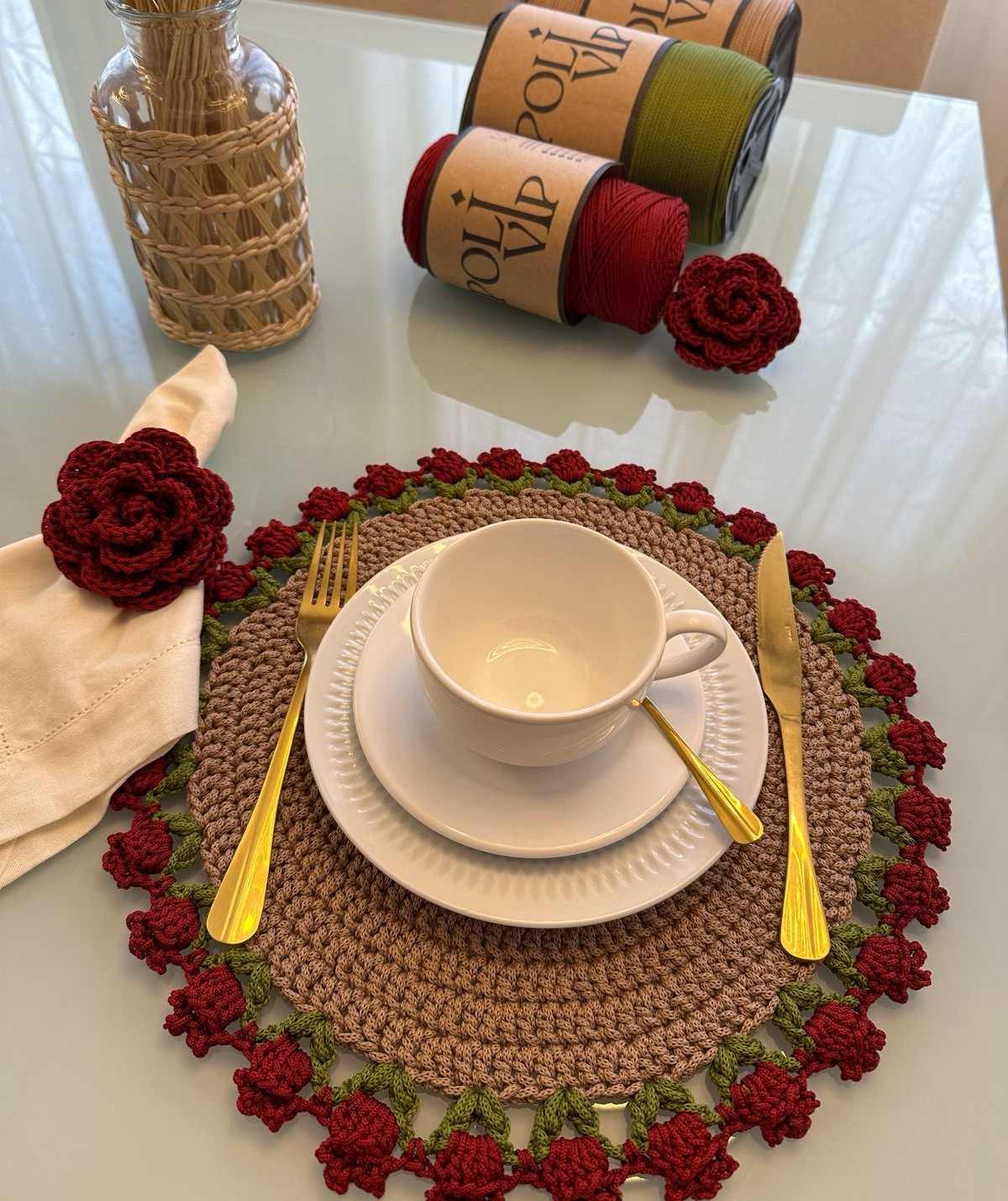 Lugar Americano + Porta Guardanapos Tulipas