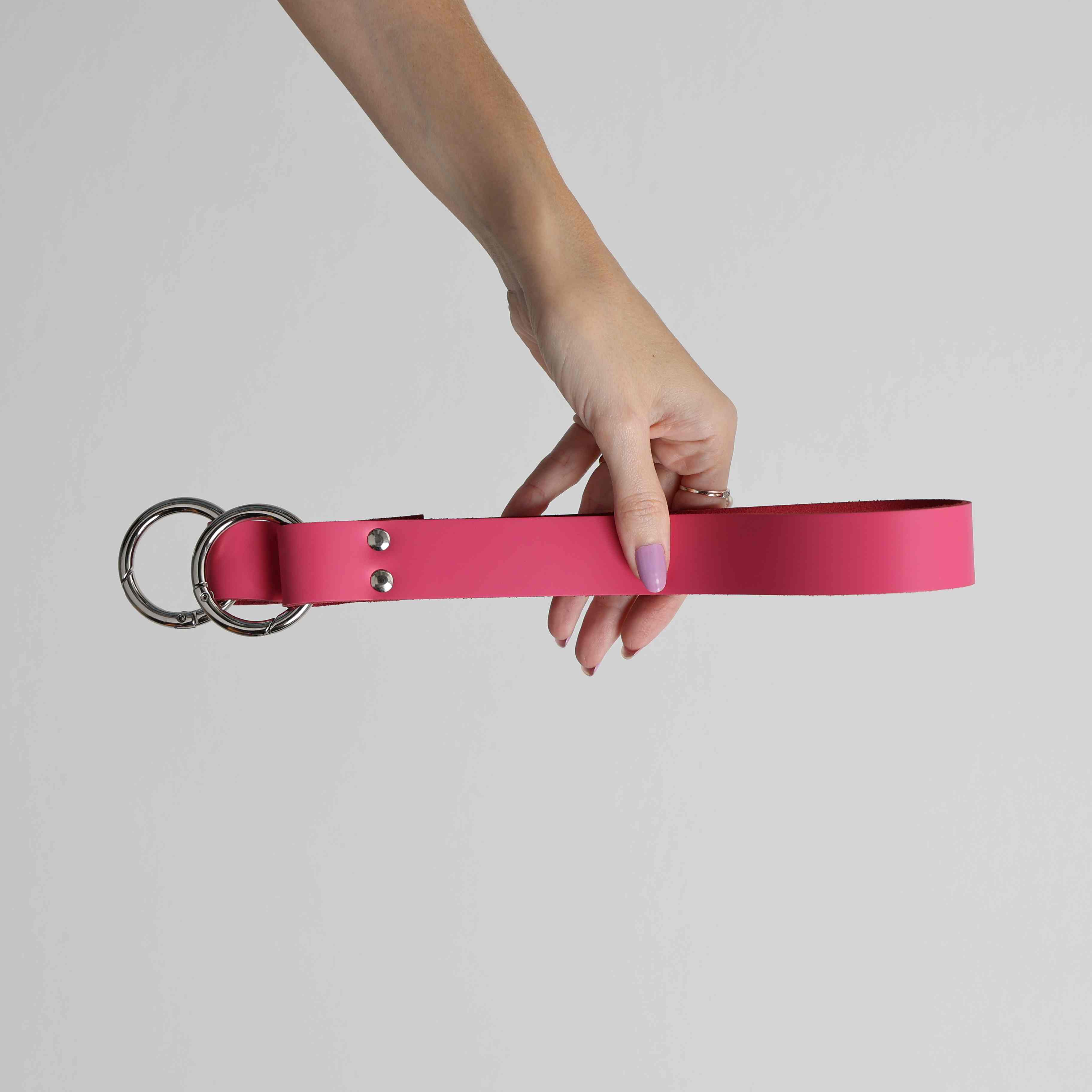 Alça Ombro de Couro Larga Cor:Pink/Prata