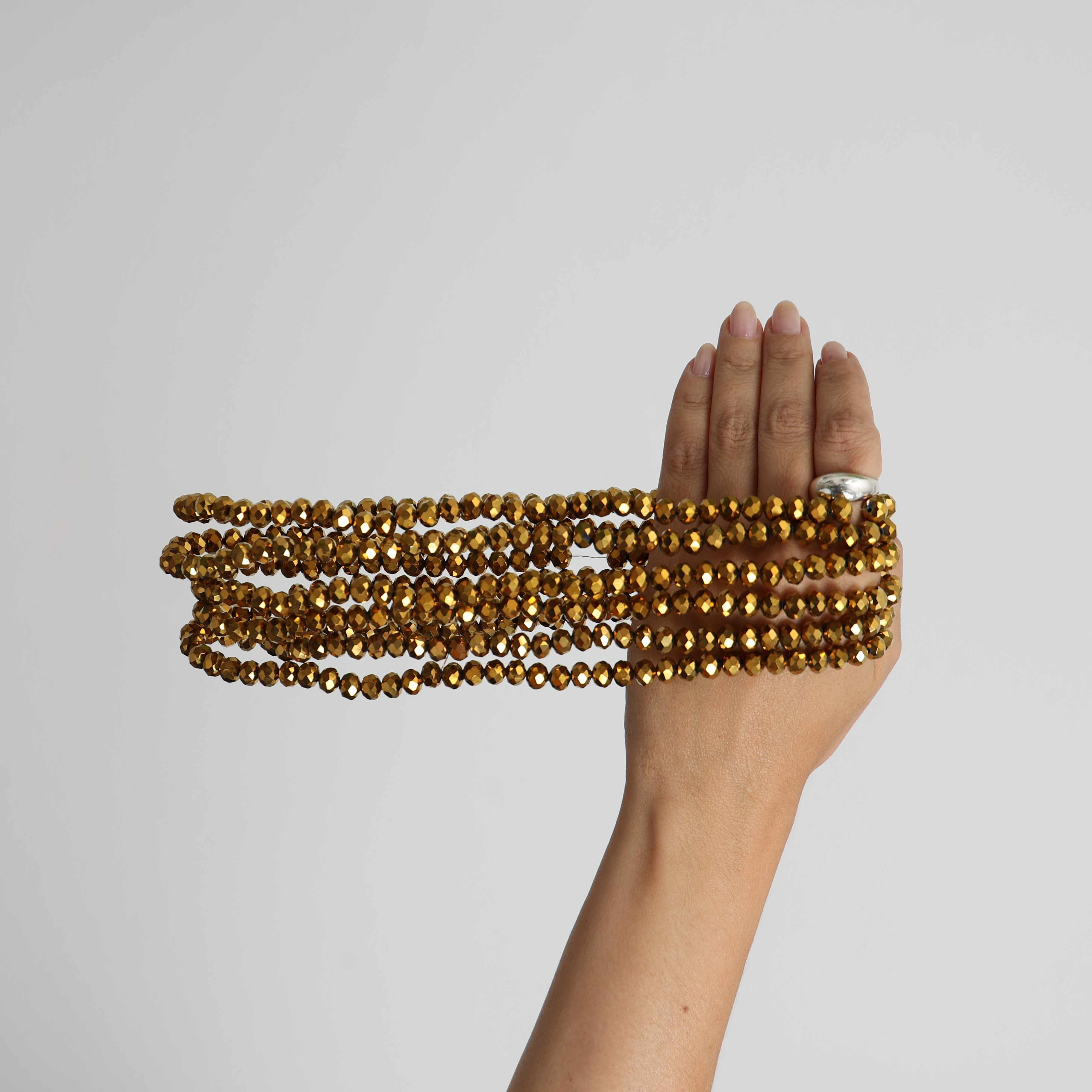 Kit Cristais (5 Fios) Cor:Dourado