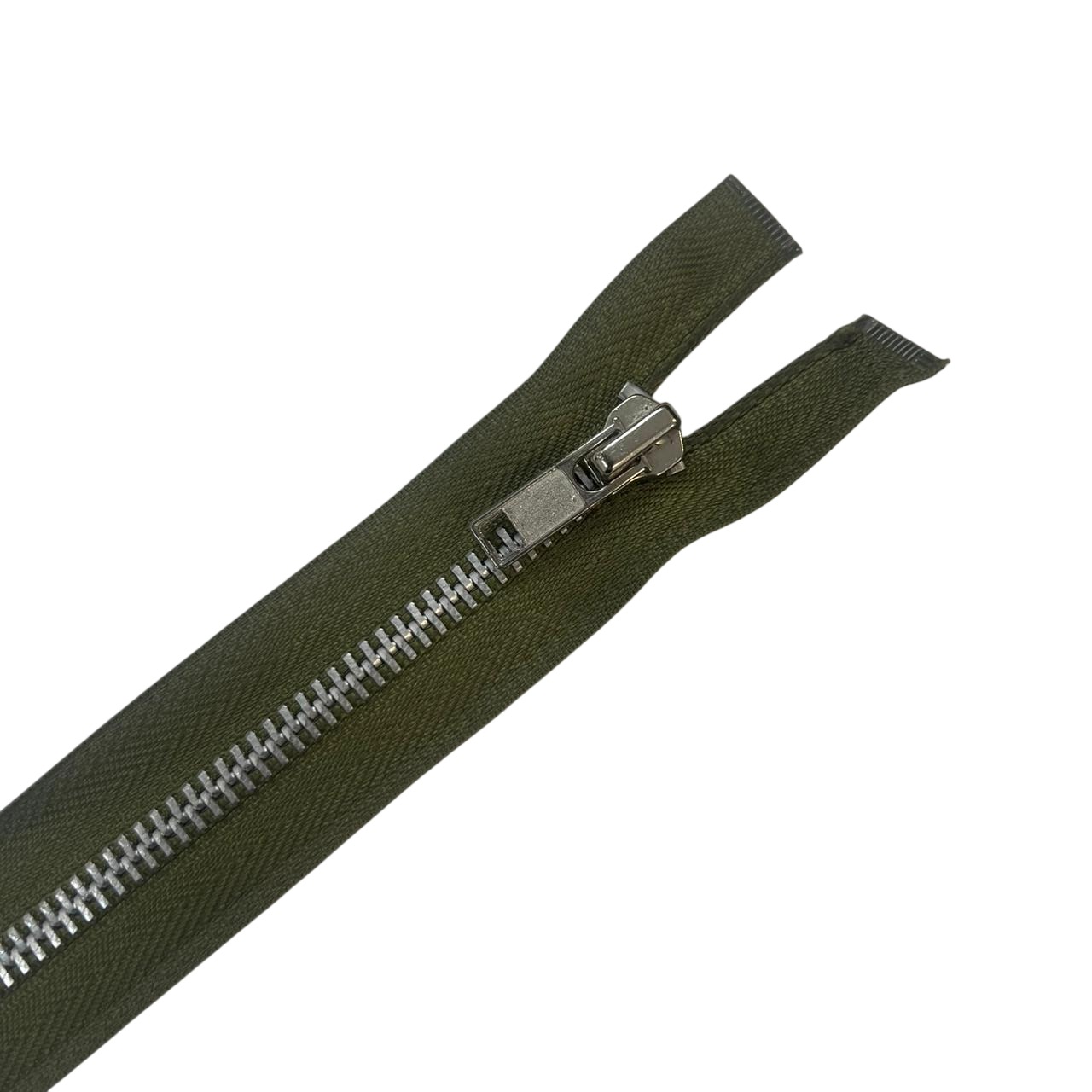 Ziper 30cm Cor:Verde Oliva/Prata