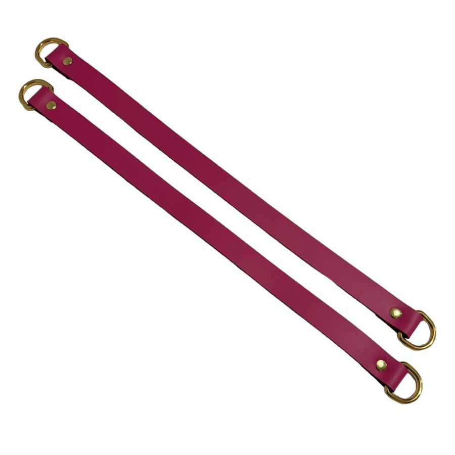 Alça de Mão Dupla em Couro Legítimo Soleta 20mm Cor:Pink/Ouro