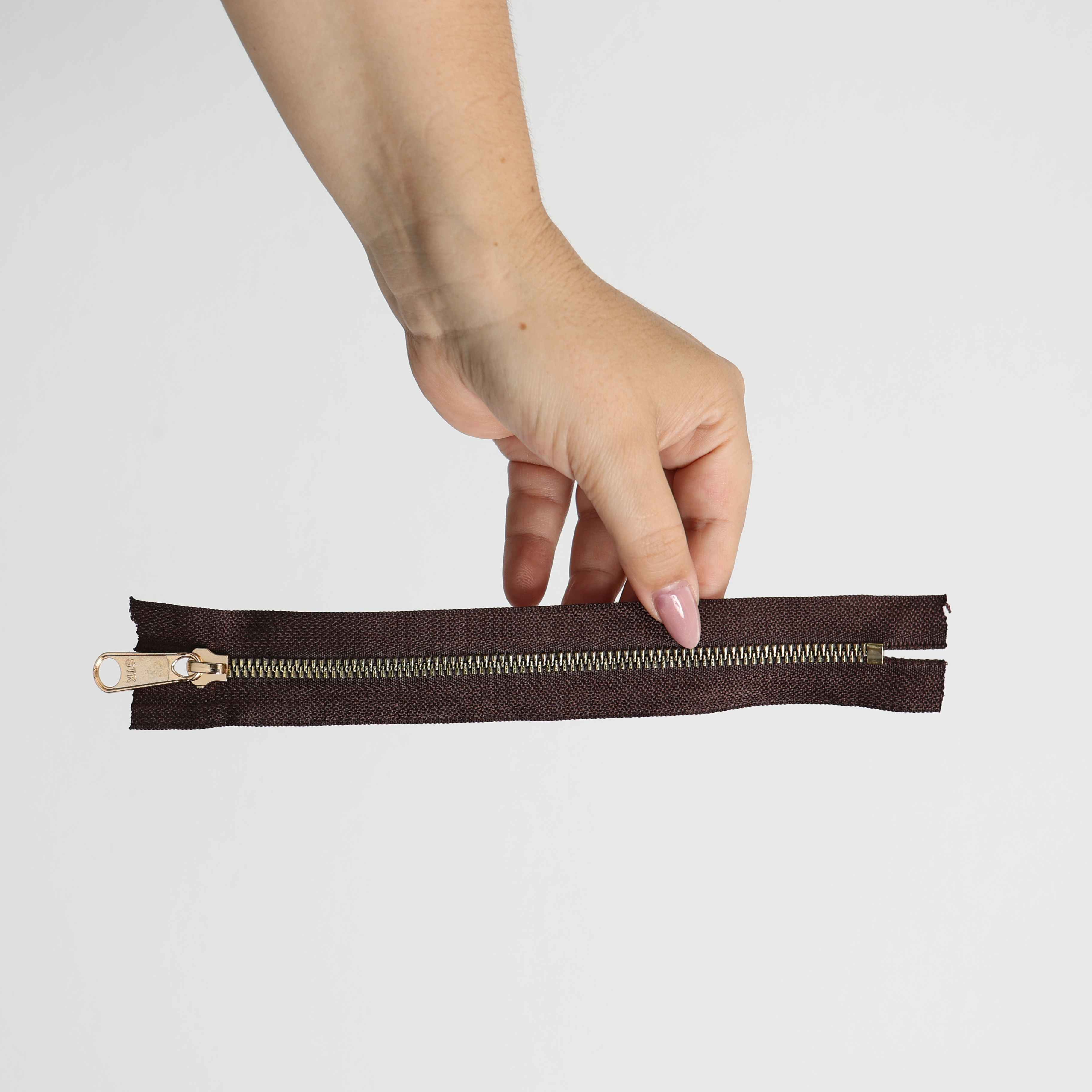 Ziper 20cm Cor:Café/Ouro