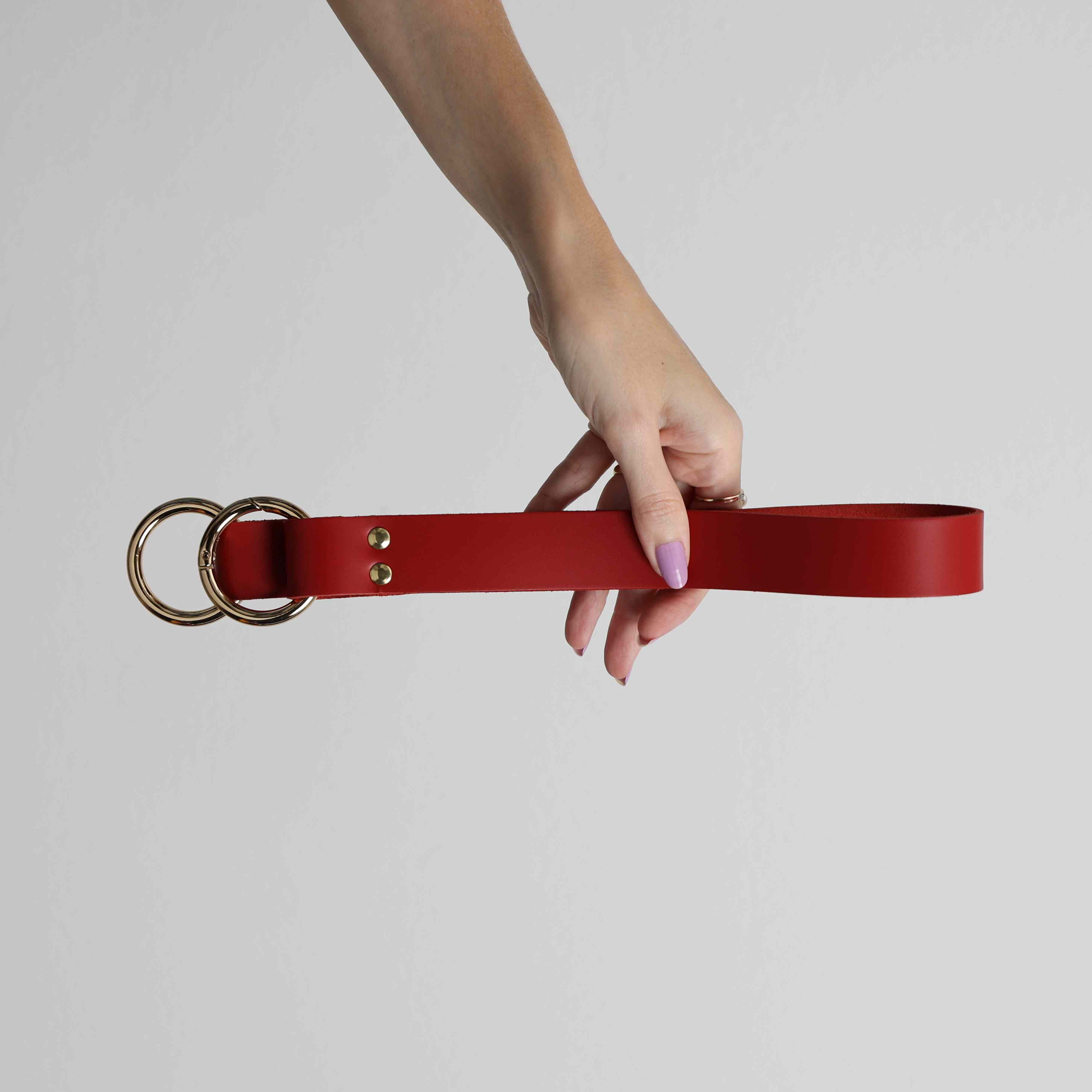 Alça Ombro de Couro Larga Cor:Vermelho/Ouro