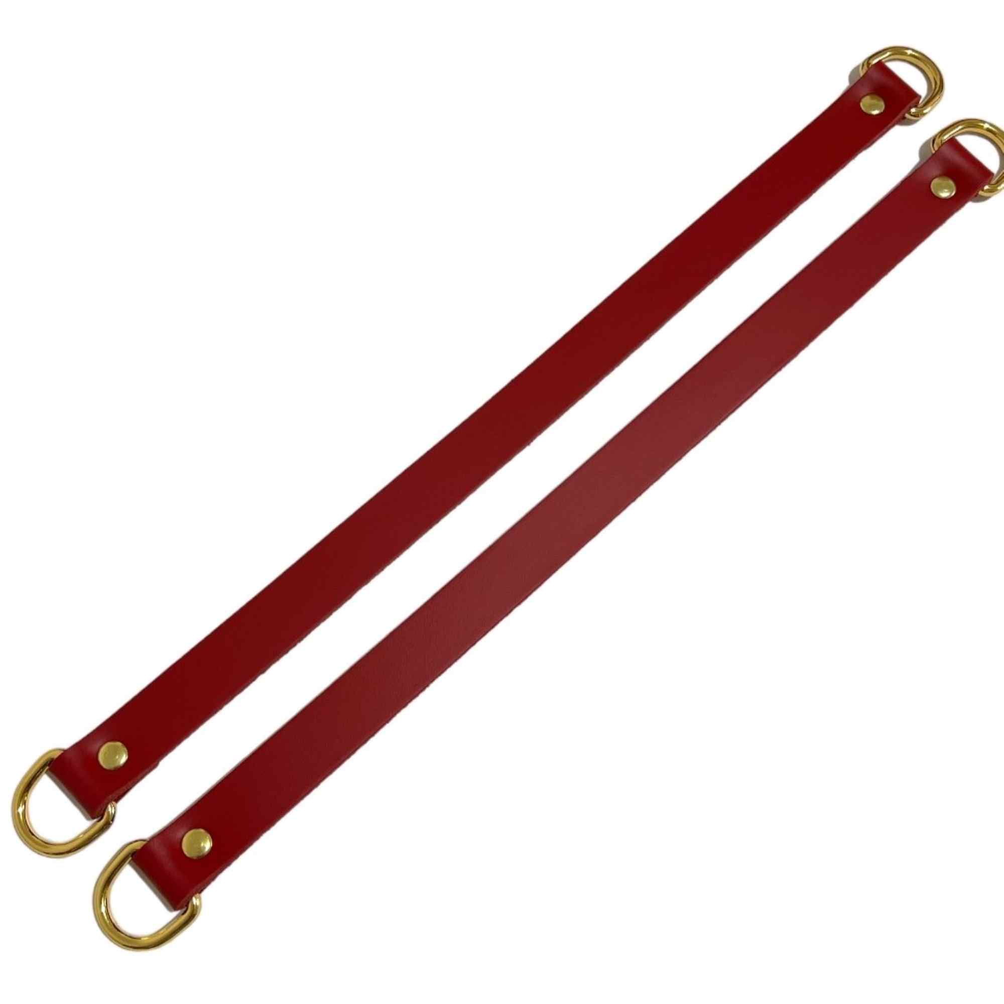 Alça de Mão Dupla em Couro Legítimo Soleta 20mm Cor:Vermelho/Ouro