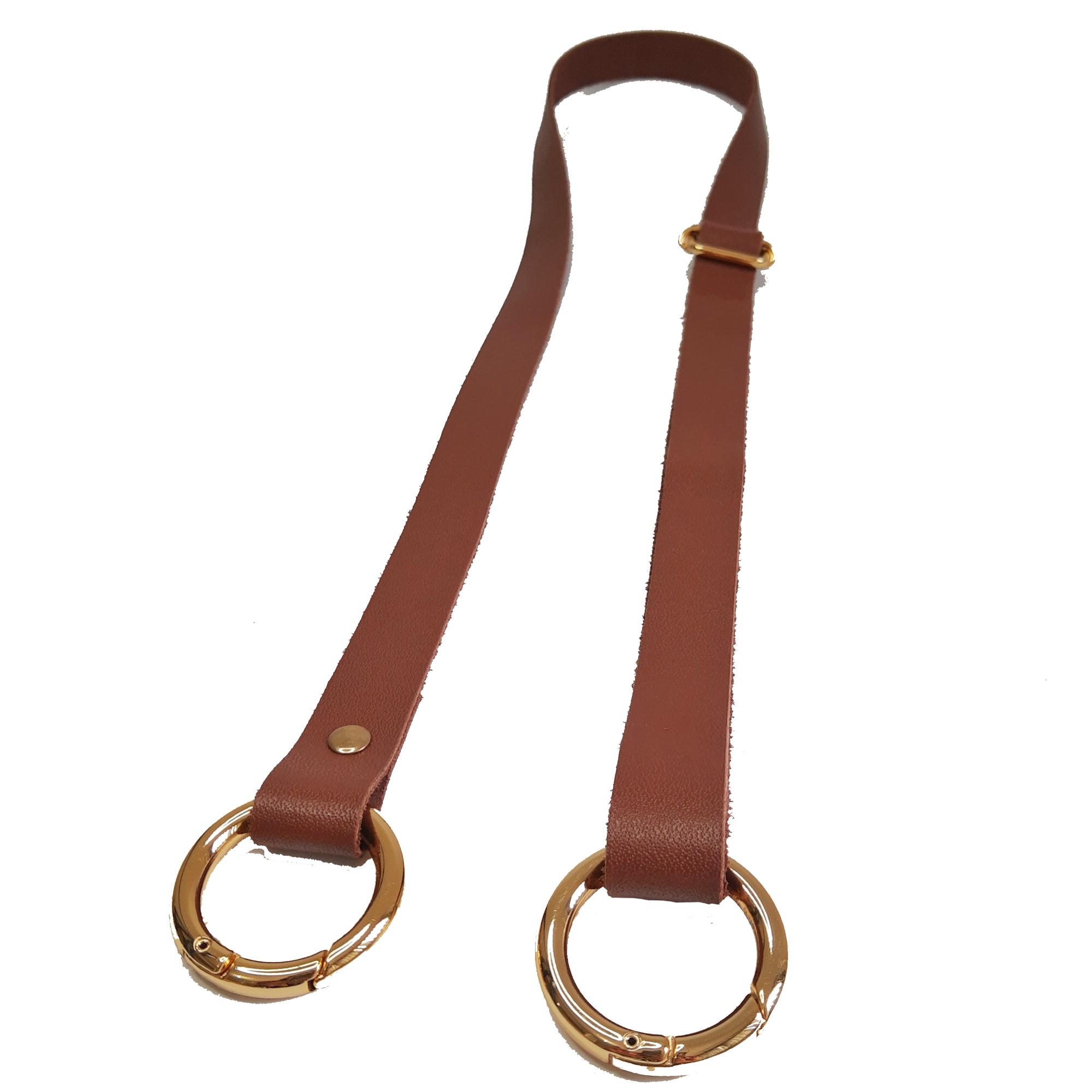 Alça Tiracolo em Couro Legítimo 20mm Cor:Caramelo;Ferragem:Ouro