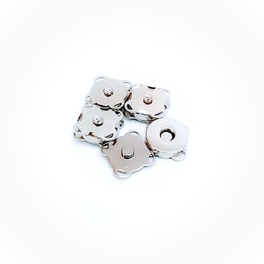 Botão de Imã Costurável 14mm - (4 unidades) - Médio Ferragem:Prata