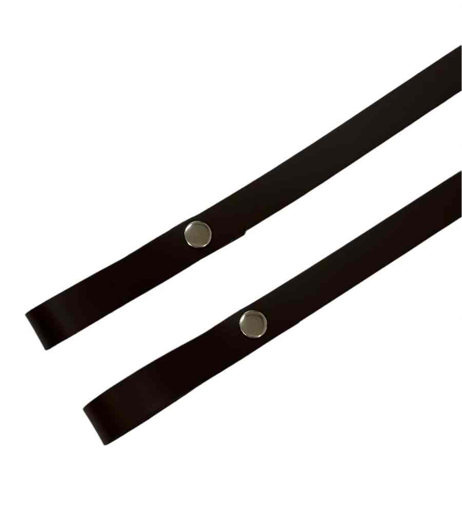 Alça Ombro Dupla com Botão de Pressão Couro Soleta 20mm Cor:Preto/Ônix