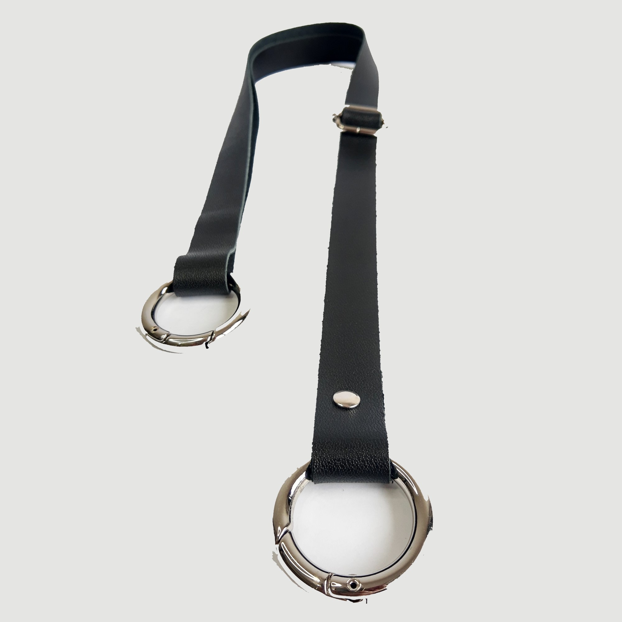 Alça Tiracolo em Couro Legítimo 20mm Cor:Preto;Ferragem:Prata
