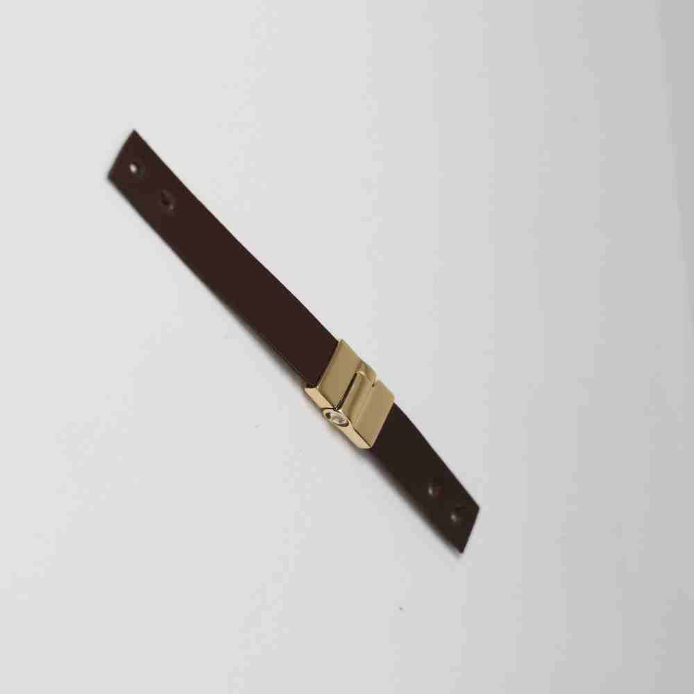 Fecho Imantado com Couro - 17cm Cor:Marrom/Ouro