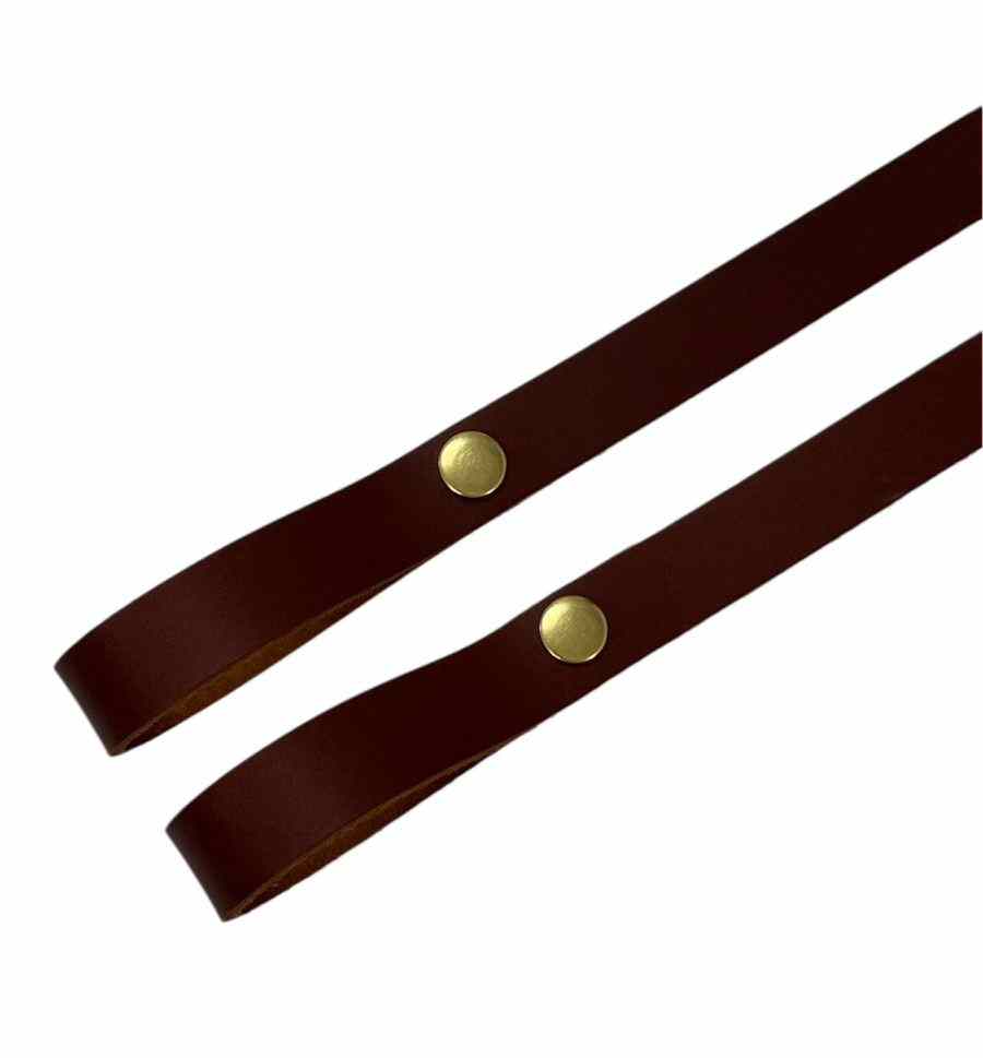 Alça Ombro Dupla com Botão de Pressão Couro Soleta 20mm Cor:Caramelo/Ouro